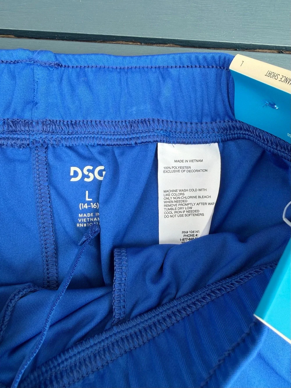 DSG Blue Athletic Shorts with White Side Panels